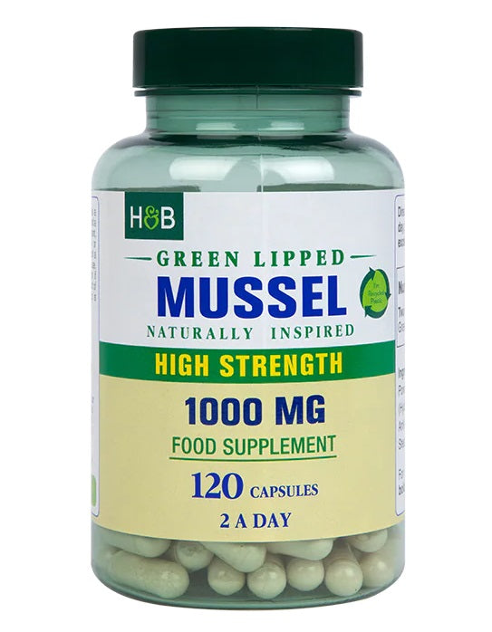 Holland & Barrett žaliosios midijos su lūpomis, 1000 mg – 120 kapsulių