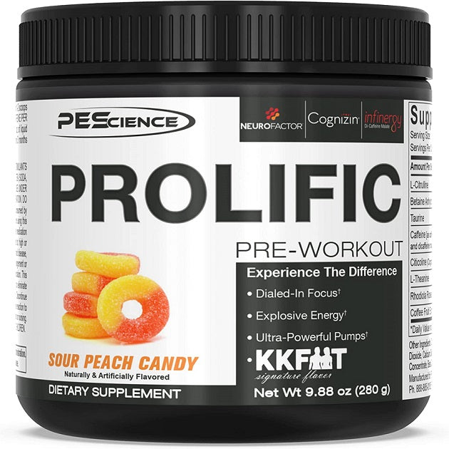 PEScience produktyvūs, rūgščių persikų skonio saldainiai - 280 g