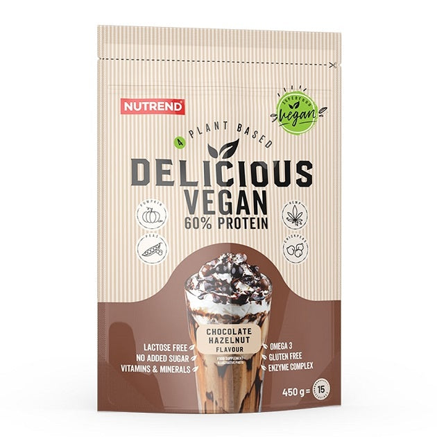 Nutrend Delicious šokoladinis lazdyno riešutų skonio gėrimas – 450 g