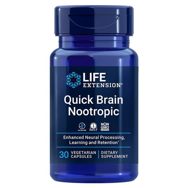 Life Extension Quick Brain nootropikas – 30 kapsulių
