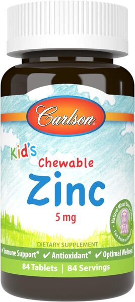 Carlson Labs Kid's kramtomosios cinko tabletės su natūraliais mišriais uogų mišiniais – 84 tabletės