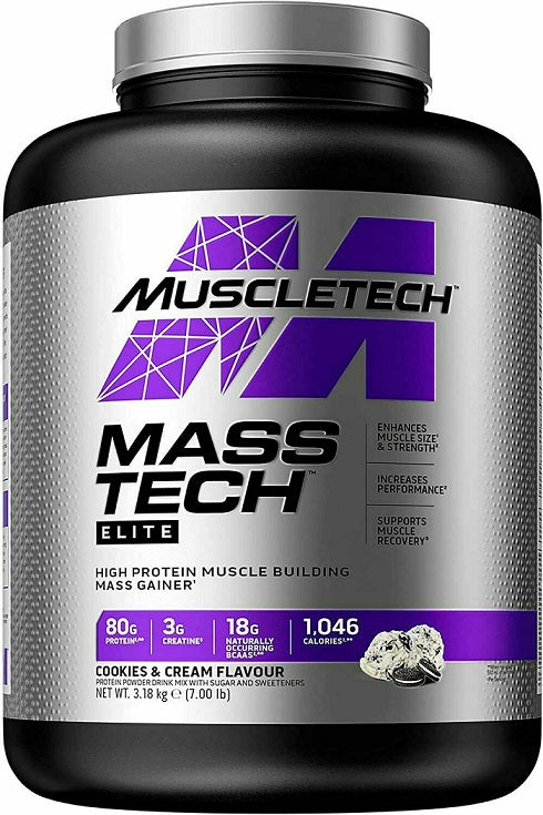 MuscleTech Mass - Tech Elite, sausainiai ir grietinėlė – 3180 g