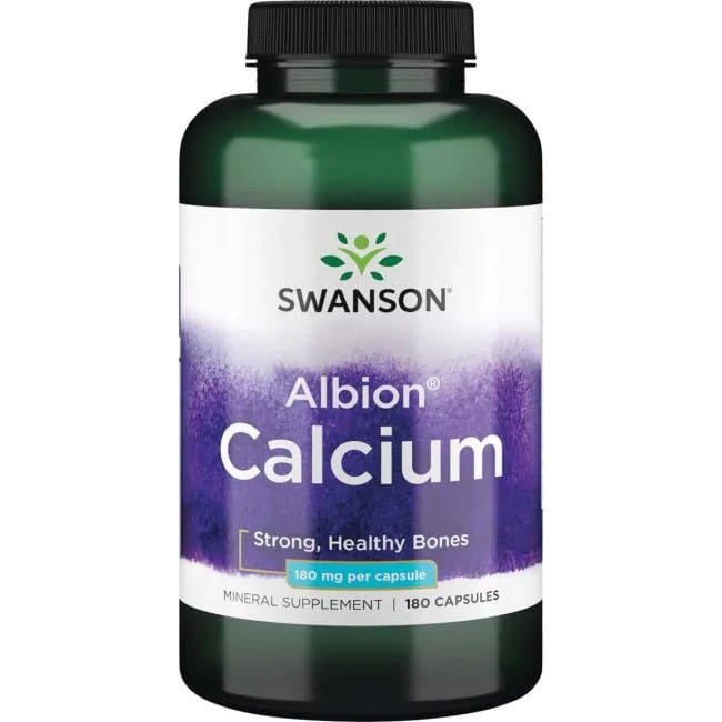 Swanson Albion kalcis, 180 mg – 180 kapsulių