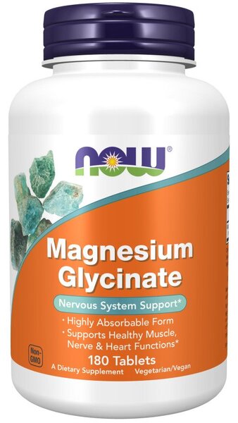 NOW Foods magnio glicinatas - 180 tablečių