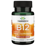 Swanson vitaminas B12, 500 mcg – 100 kapsulių