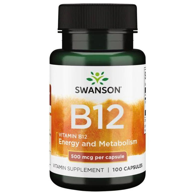 Swanson vitaminas B12, 500 mcg – 100 kapsulių