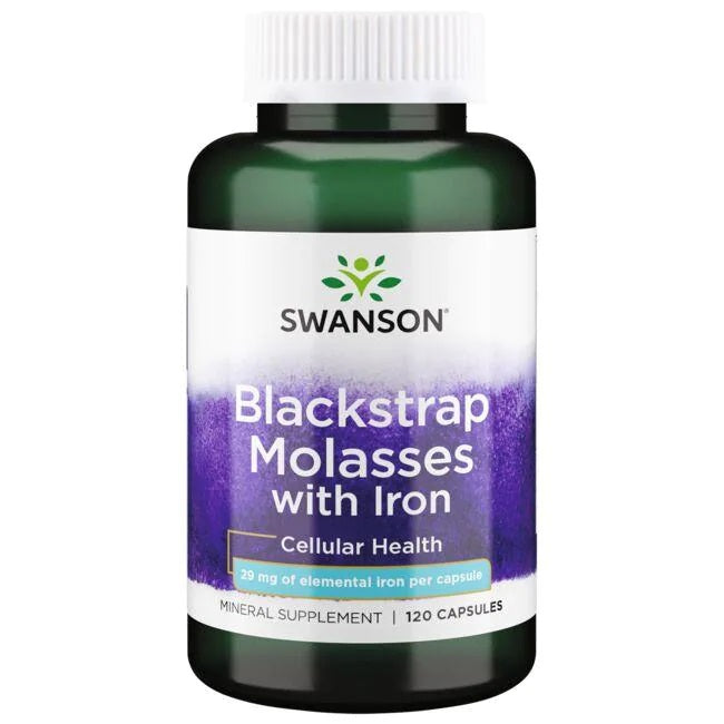Swanson Blackstrap melasa su geležimi, 29 mg – 120 kapsulių