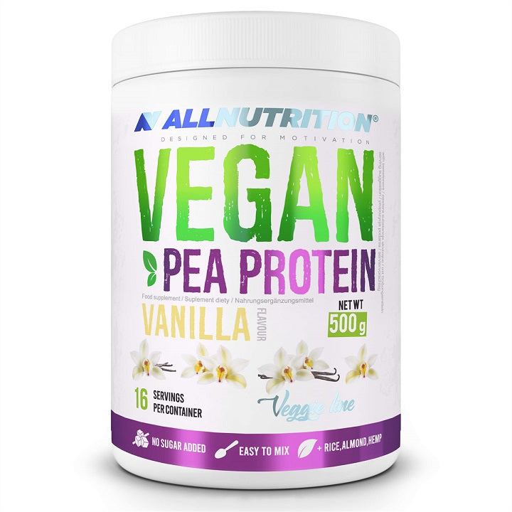 Allnutrition žirnių baltymai, vanilės skonio – 500 g