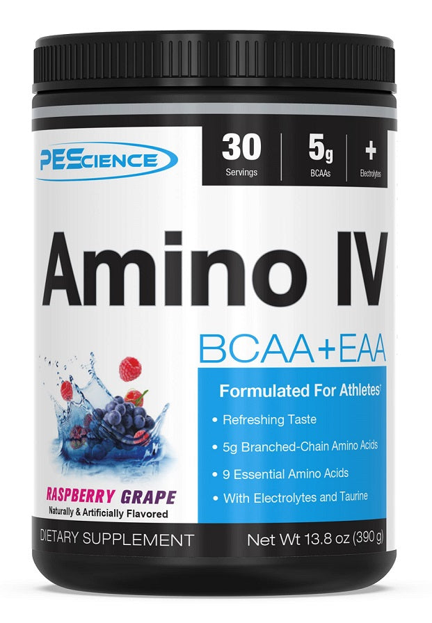 PEScience Amino IV, aviečių ir vynuogių skonio - 390 g