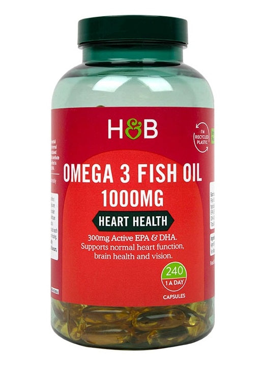 Holland & Barrett Omega 3 žuvų taukai, 1000 mg – 240 kapsulių