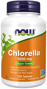 NOW Foods chlorella, 1000 mg – 120 tablečių