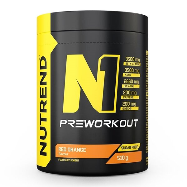 Nutrend N1 prieš treniruotę, raudonųjų apelsinų skonio – 510 g