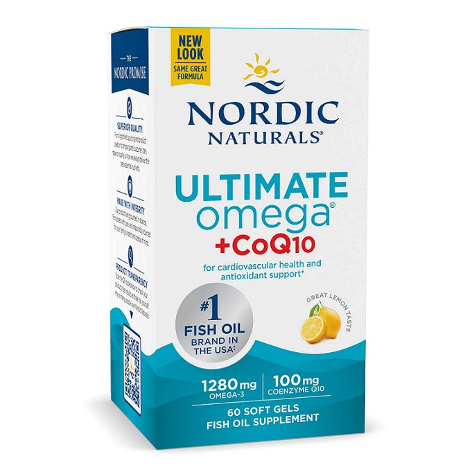 Nordic Naturals Ultimate Omega + CoQ10, 1280 mg citrinų skonio – 60 kapsulių