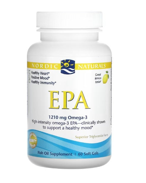 Nordic Naturals EPA, 1210 mg citrinų skonio – 60 kapsulių