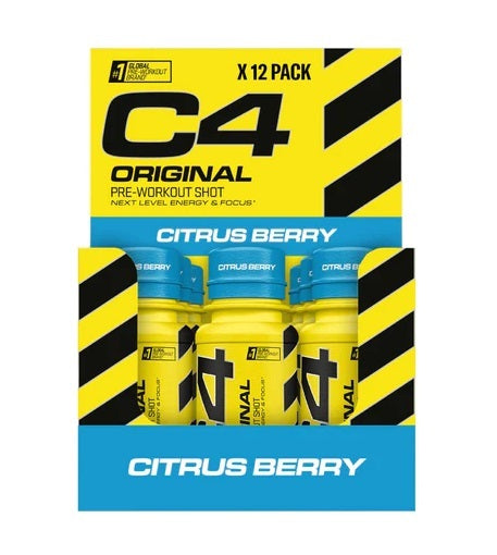 Cellucor C4 Original prieštreniruotinis gėrimas, citrusinių vaisių ir uogų skonio – 12 x 60 ml.