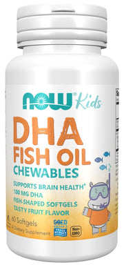 NOW Foods DHA Kids kramtomosios žuvų taukų tabletės, 100 mg – 60 kapsulių