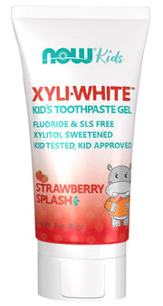 NOW Foods XyliWhite Kids, braškių skonio traškučiai - 85 g