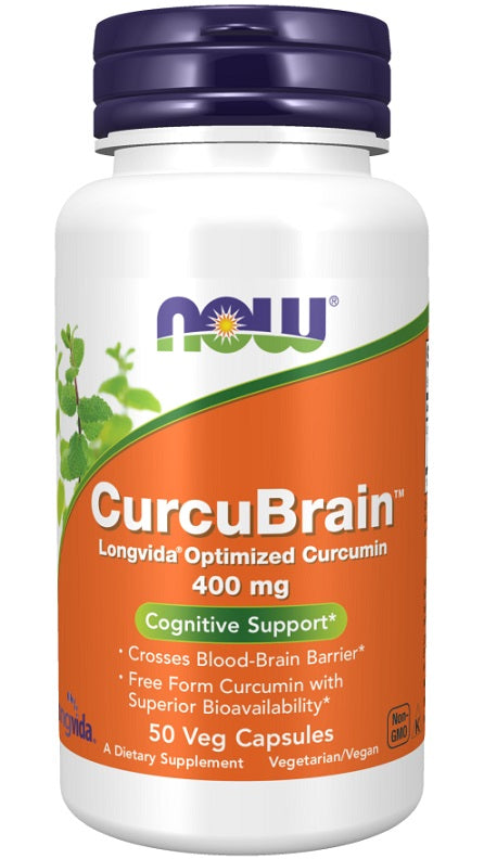 NOW Foods CurcuBrain, 400 mg – 50 kapsulių