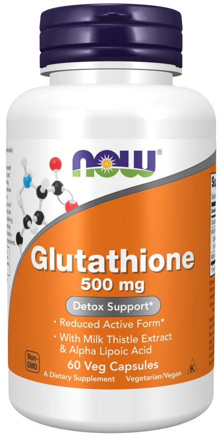 Produkto nuotrauka: NOW Foods Glutathione with Milk Thistle Extract & Alpha Lipoic Acid, 500mg - 60 kapsulių
