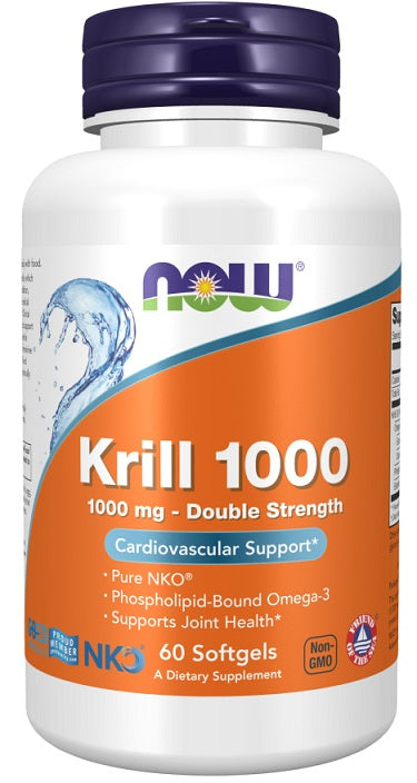 Produkto nuotrauka: NOW Foods Krill Oil, 1000mg Double Strength - 60 minkštųjų kapsulių