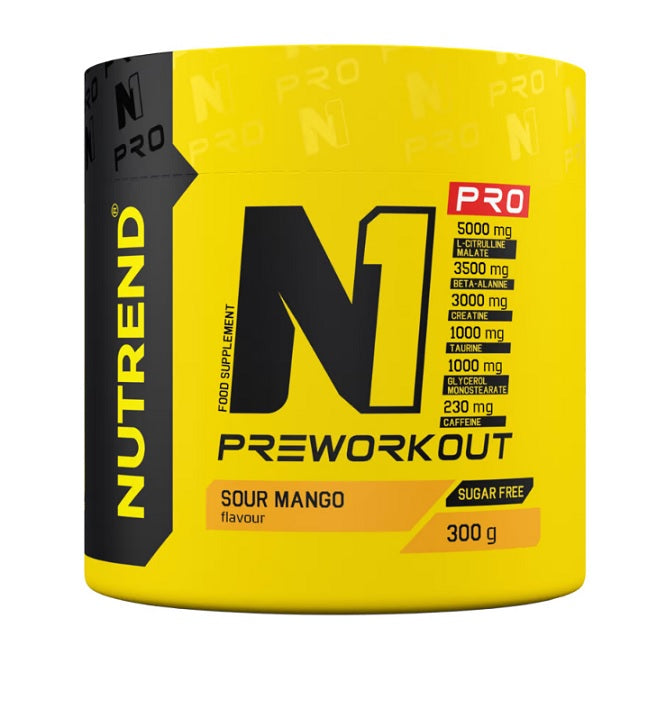 Nutrend N1 Pro prieš treniruotę, rūgštaus mango skonio – 300 g