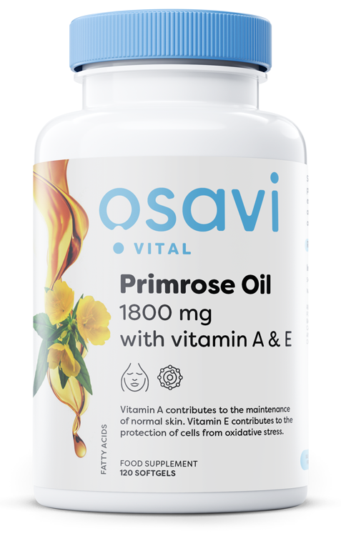 Produkto nuotrauka: Osavi Primrose Oil with Vitamin A & E, 1800mg - 120 minkštųjų kapsulių