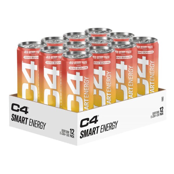 Cellucor C4 Smart Energy, raudonųjų uogų ir citrinų skonio gėrimas Yuzu – 12 x 330 ml.