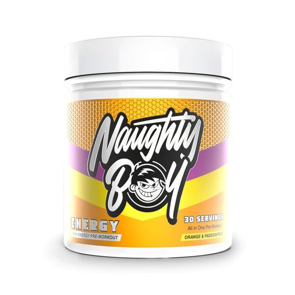 Naughty Boy energijos skonio gėrimas su apelsinais ir pasifloromis – 390 g