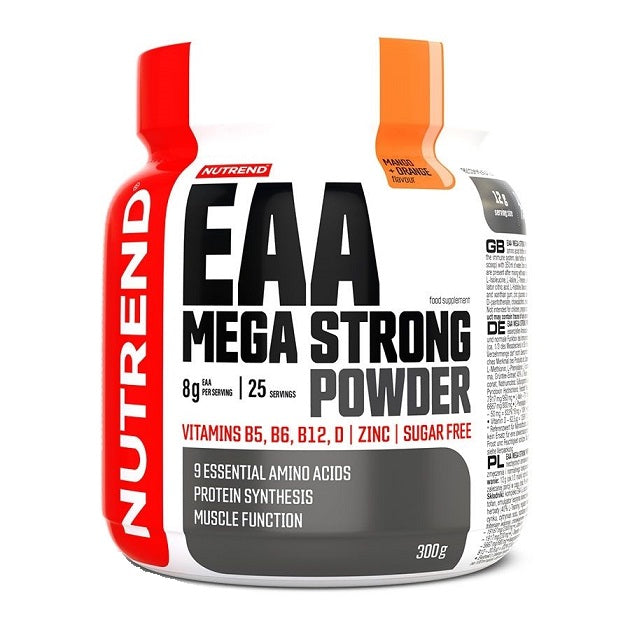 Nutrend EAA Mega Strong milteliai, mangų ir apelsinų skonio – 300 g