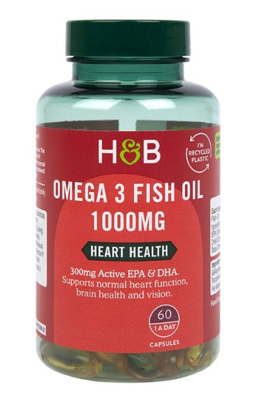 Holland & Barrett Omega 3 žuvų taukai, 1000 mg – 60 kapsulių