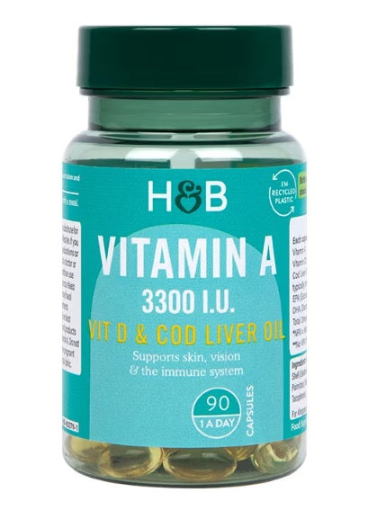 Holland & Barrett vitaminas A, 3300 TV – 90 kapsulių