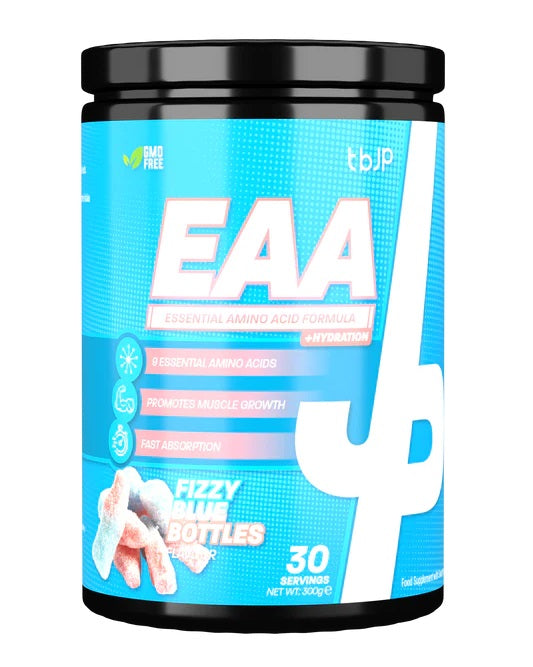 Trained by JP EAA + Hydration, putojančios mėlynos spalvos buteliukai – 300 g