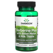 Swanson Berberine Plus su karčiuoju melionu ir margainiu – 60 kapsulių