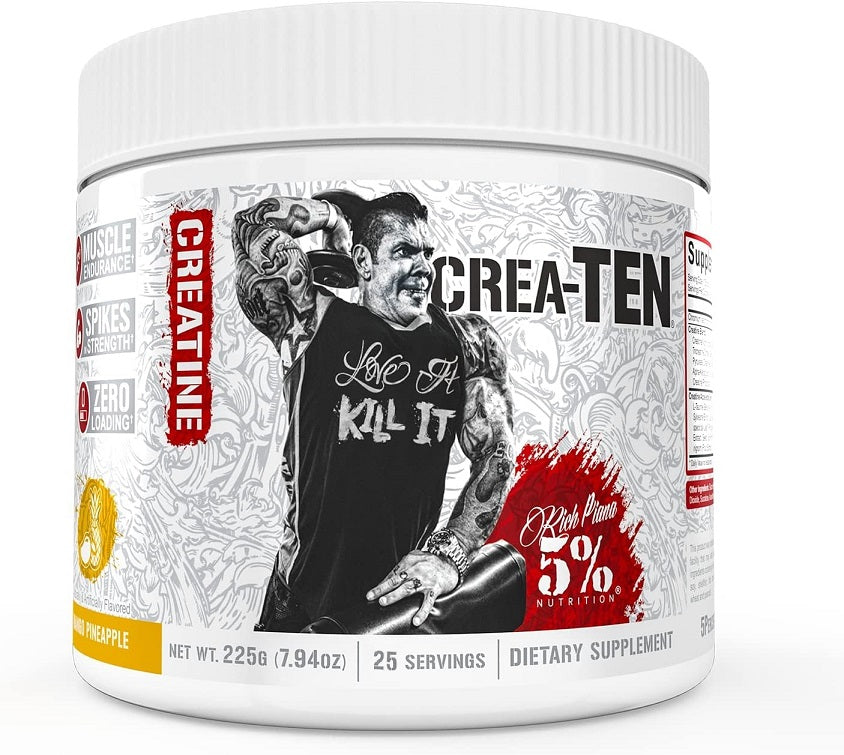 5% Nutrition maistinių medžiagų Crea - TEN – legendinė serija, mango ir ananasų – 225 g