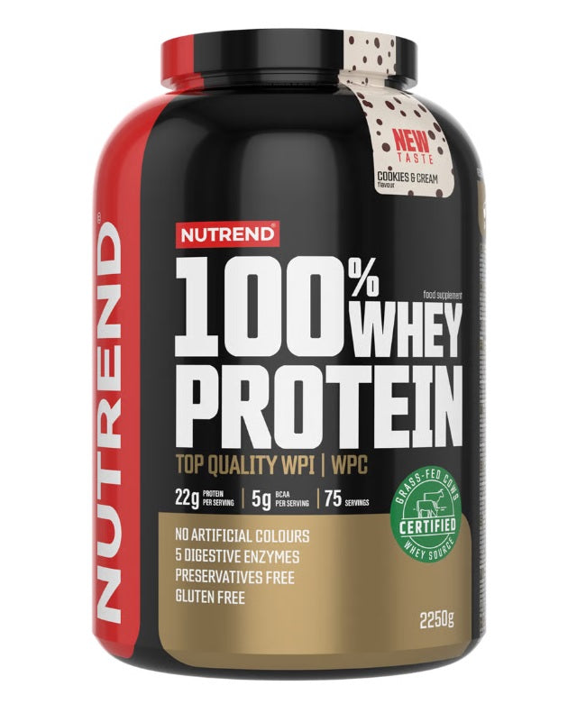 Nutrend 100% išrūgų baltymų milteliai, sausainiai ir grietinėlė - 2250 g