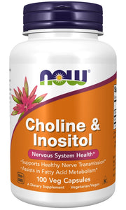 NOW Foods cholinas ir inozitolis – 100 kapsulių