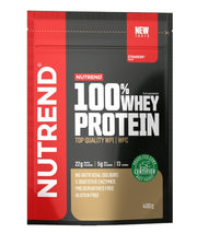 Nutrend 100% išrūgų baltymų milteliai, braškių skonio - 400 g