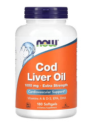 Produkto nuotrauka: NOW Foods Cod Liver Oil, 1000mg Extra Strength - 180 minkštųjų kapsulių