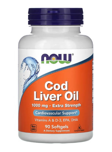 Produkto nuotrauka: NOW Foods Cod Liver Oil, 1000mg Extra Strength - 90 minkštųjų kapsulių