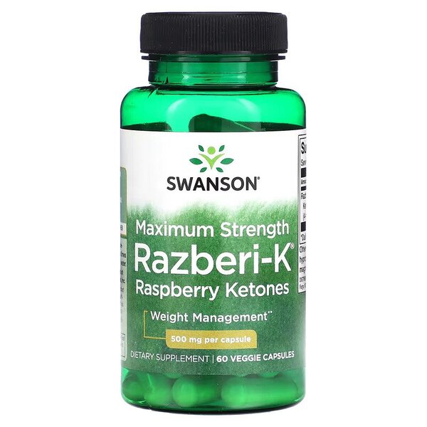 Swanson Razberi - K, 500 mg maksimalios stiprumo – 60 kapsulių
