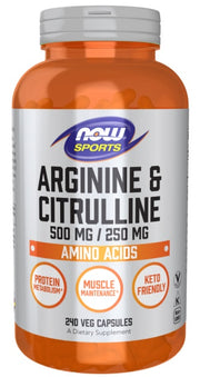 NOW Foods argininas ir citrulinas – 240 kapsulių