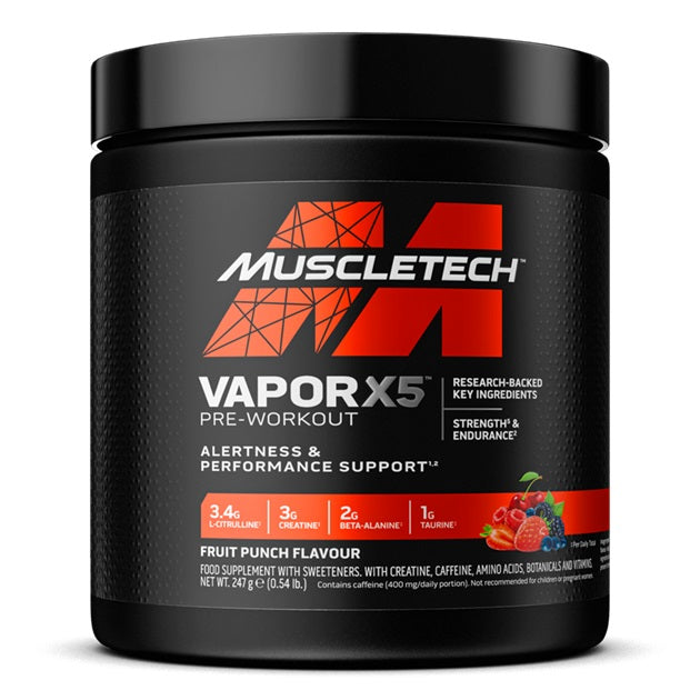 MuscleTech Vapor X5 prieš treniruotę, vaisių skonio – 247 g