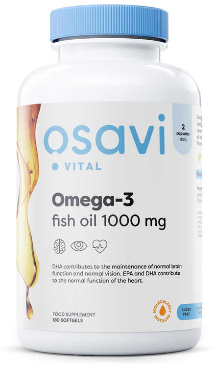 Produkto nuotrauka: Osavi Omega-3 Fish Oil Molecularly Distilled, 1000mg (Lemon) - 180 minkštųjų kapsulių