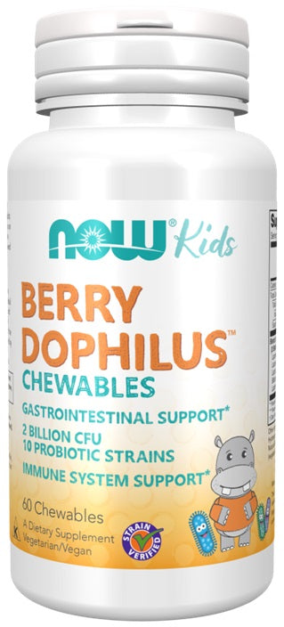 Produkto nuotrauka: NOW Foods BerryDophilus Kids kramtomųjų tablečių - 60 kramtomųjų tablečių