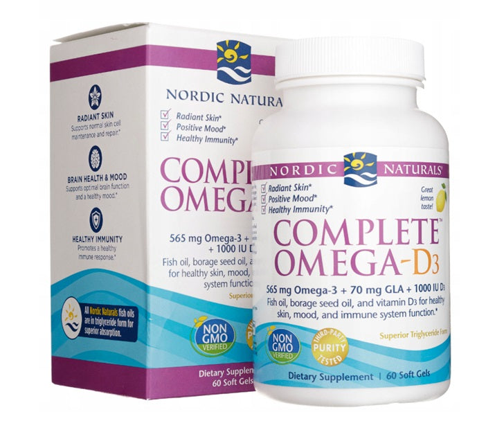 Nordic Naturals Complete Omega - D3, 565 mg citrinų skonio – 60 kapsulių