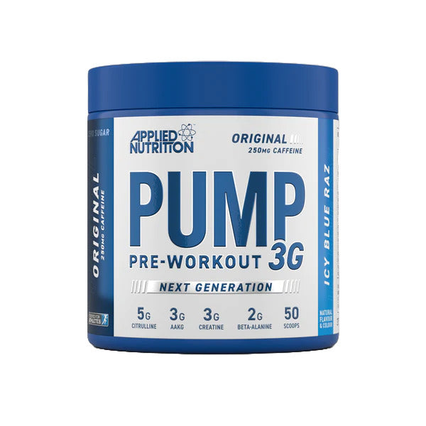 Applied Nutrition Pump 3G prieš treniruotę, Icy Blue Raz – 375 g
