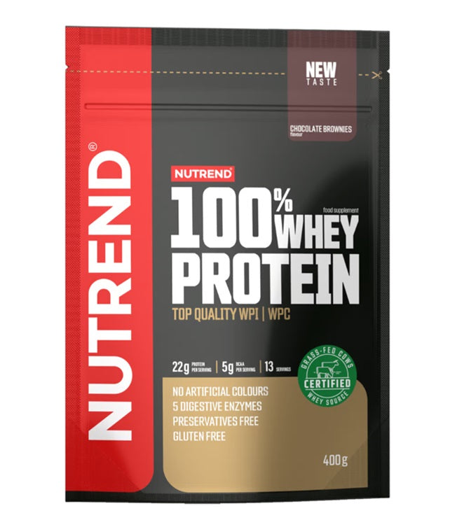 Nutrend 100% išrūgų baltymų milteliai, šokoladiniai pyragaičiai - 400 g