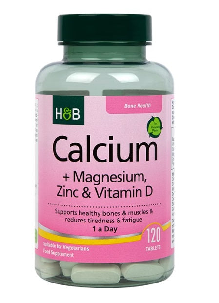 Holland & Barrett kalcio + magnio, cinko ir vitamino D – 120 tablečių