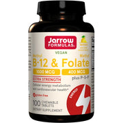 Jarrow Formulas metil B - 12 ir metilfolatas, citrinų skonio – 100 kramtomųjų tablečių