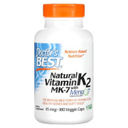 Doctor's Best natūralus vitaminas K2 MK7 su MenaQ7, 45 mcg – 180 kapsulių